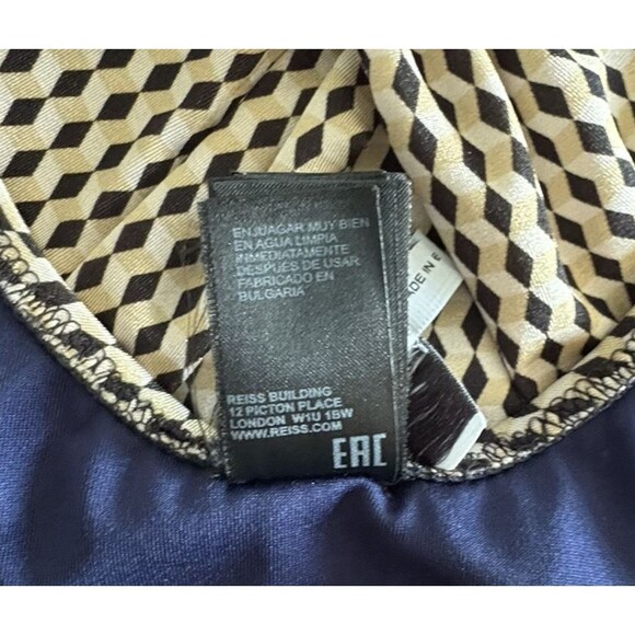 Reiss Women's Plunge V-Neck Print One Piece Halter Swimsuit Blue US Size 4 - Picture 16 of 16